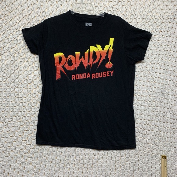 WWE Authentic Rowdy Ronda Rousey T Shirt Raw Smackdown 2018 Black Women's 2XL - Picture 1 of 6